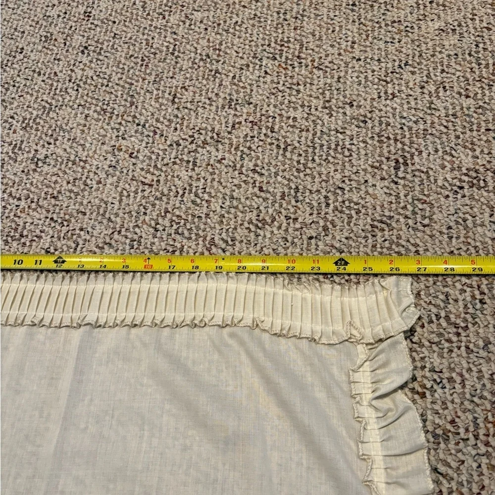 Cream Ruffled & Pleated Curtain Set With Tiebacks. Vintage